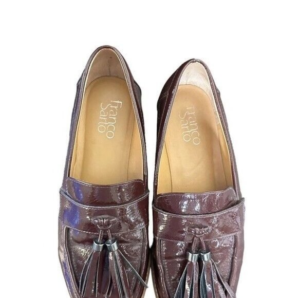 FRANCO Sarto Carney Burgundy Tassel Loafers Size 7 - Picture 4 of 11